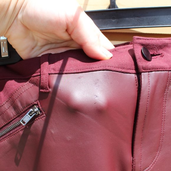 Mossimo Leather-look Stretch Extensible Pants - Maroon - Size 10 - Picture 4 of 12